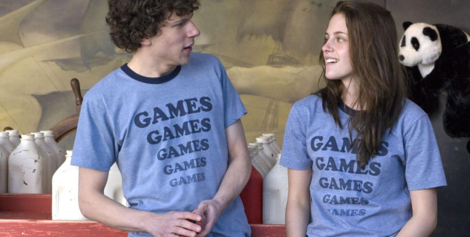 Jesse Eisenberg and Kristen Stewart in a scene from Adventureland