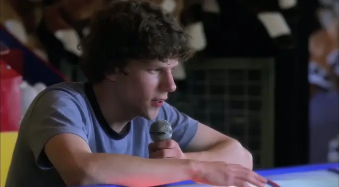 Jesse Eisenberg in an arcade scene from Adventureland