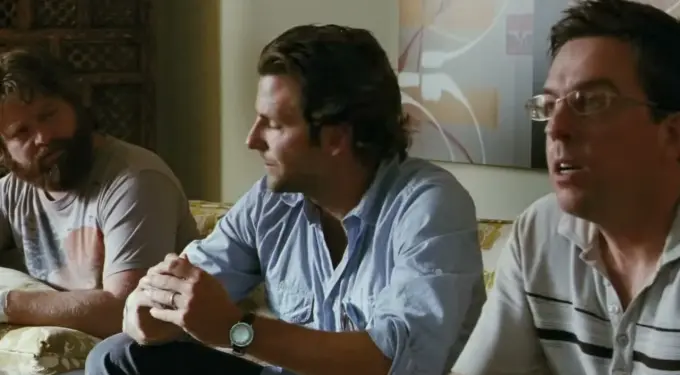 Bradley Cooper, Ed Helms, and Zach Galifianakis in The Hangover
