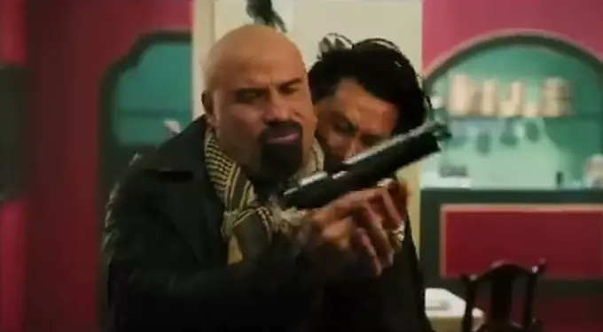 John Travolta and Jonathan Rhys Meyers in From Paris with Love