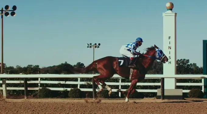 Racehorse running in Secretariat
