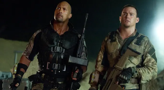 Dwayne Johnson and Channing Tatum in tactical gear in G.I. Joe Retaliation
