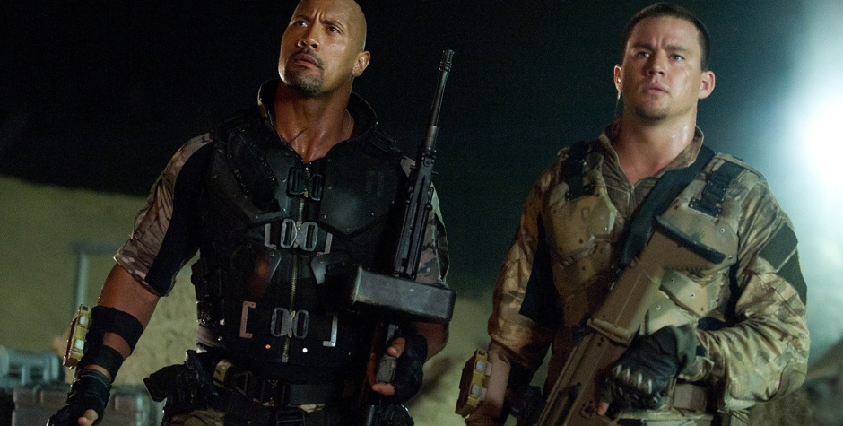 Dwayne Johnson and Channing Tatum in tactical gear in G.I. Joe Retaliation