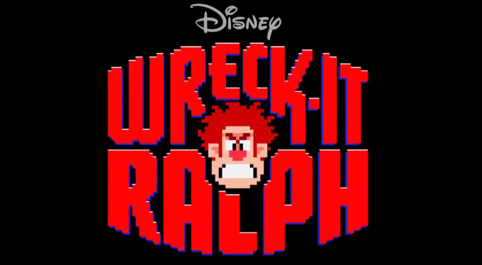 Wreck-It Ralph logo in red pixel text with angry character face