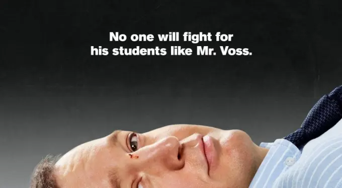 Kevin James lying down with bandages on face in Here Comes the Boom poster