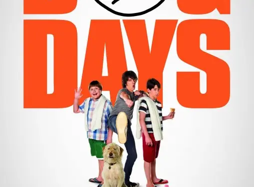 Movie poster for Diary of a Wimpy Kid: Dog Days with three boys and a dog