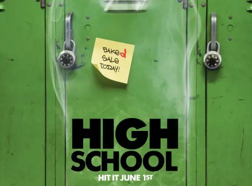 Green school locker with note and smoky effect from High School movie poster
