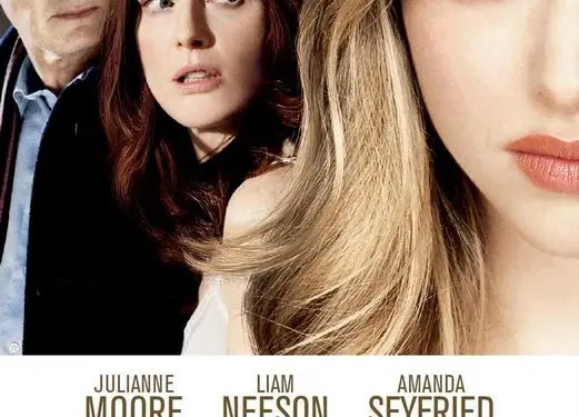 Julianne Moore, Liam Neeson, Amanda Seyfried on Chloe movie poster