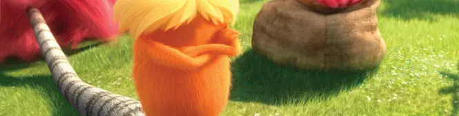 The Lorax standing on grass with arms crossed