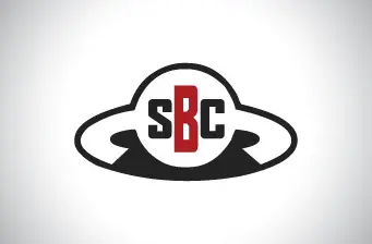 ShowBizCafe.com black and red oval logo with sBc initials