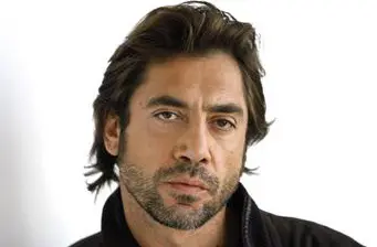 Close-up headshot of actor Javier Bardem with serious expression