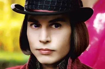 Johnny Depp close-up as Mad Hatter with hat and bob haircut