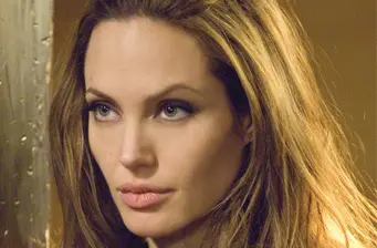 Angelina Jolie close-up headshot looking sideways