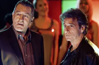 Robert De Niro and Al Pacino in a serious scene from Righteous Kill