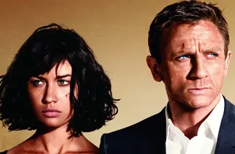 Daniel Craig and Bérénice Marlohe in Bond movie still closeup