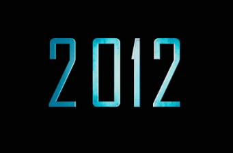 '2012' movie logo in blue on black background
