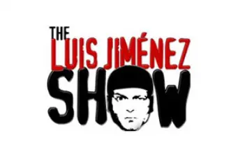 Logo for The Luis Jiménez Show with stylized face illustration