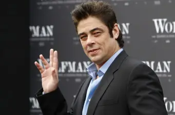 Puerto Rican actor Benicio Del Toro gestures at promotional event