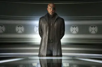 Samuel L. Jackson as Nick Fury in SHIELD command center