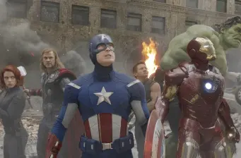 Avengers team including Captain America, Iron Man, Hulk, Black Widow, Thor ready for battle