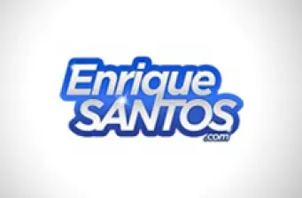 Blue and white Enrique Santos radio show logo