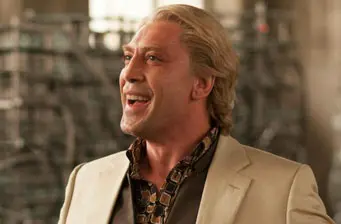 Javier Bardem mid-speech in Skyfall movie still