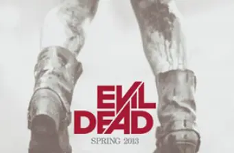 Evil Dead poster with bloody boots and title for Spring 2013 release