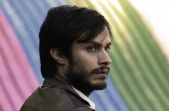 Mexican actor Gael García Bernal profile looking off camera