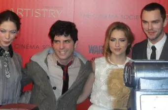 four actors posing together at Warm Bodies red carpet event