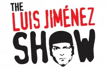Logo for The Luis Jiménez Show with illustrated face and bold lettering