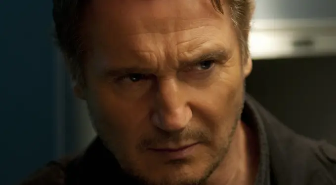 Liam Neeson in ‘Non-Stop’
Liam Neeson in close-up with intense, serious expression