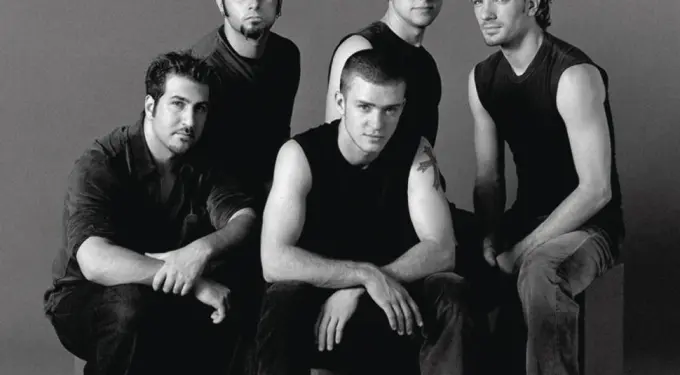Members of *NSYNC pose in black and white for album cover