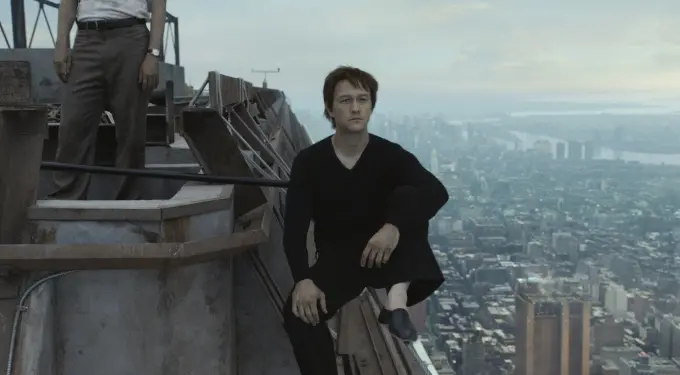 Joseph Gordon-Levitt on a World Trade Center rooftop in The Walk