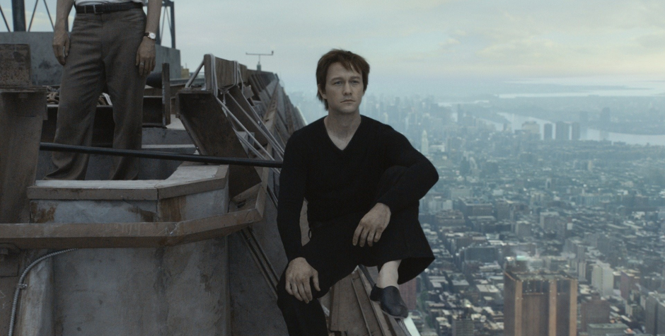 Joseph Gordon-Levitt on a World Trade Center rooftop in The Walk