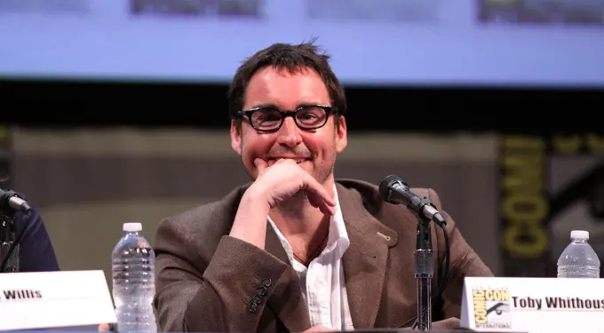 Toby Whithouse smiles during Comic-Con panel discussion