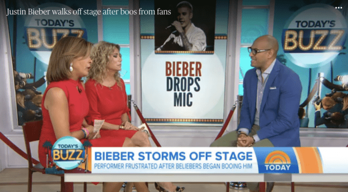 Three hosts on TODAY Show discuss Justin Bieber booed from stage
