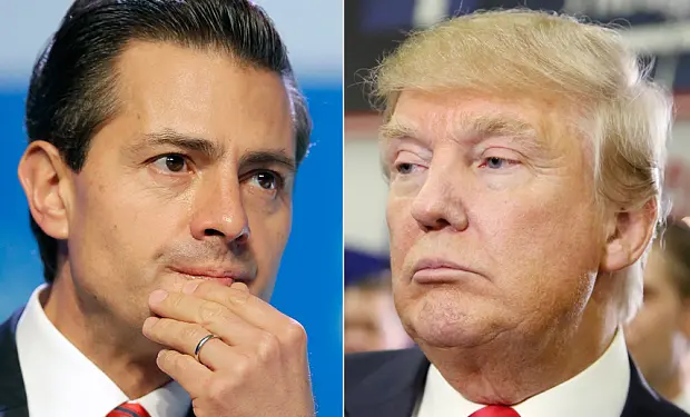 Close-up of Enrique Peña Nieto and Donald Trump in separate headshots