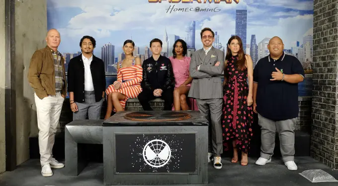 Spider-Man: Homecoming cast and crew pose at NYC press event