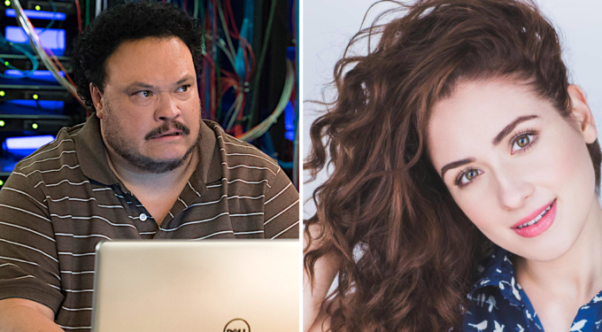 Adrian Martinez working on laptop and Allison Strong smiling headshot