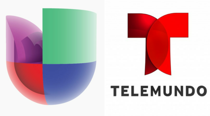 Univision and Telemundo logos side by side on white background