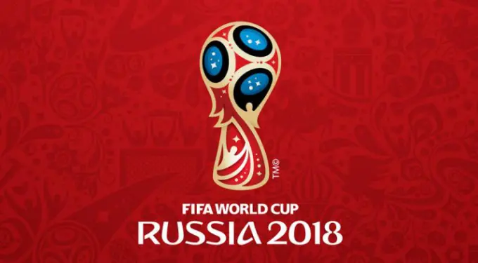 2018 FIFA World Cup official logo on red background