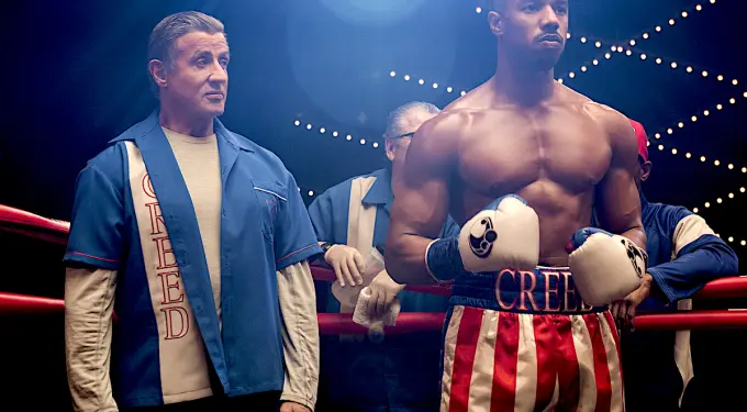 Sylvester Stallone and Michael B. Jordan in Creed II boxing scene