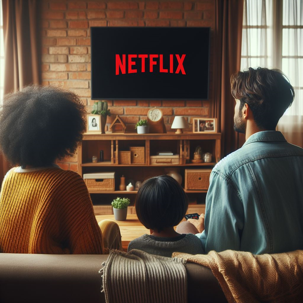 An afrolatina family watching Netflix